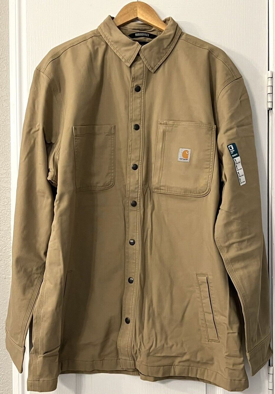 Carhartt Rugged Flex Canvas Fleece-Lined Work Shirt Jacket Men Sz XL TALL XLT